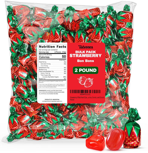 Strawberry Filled Hard Candy Bon Bons 2 lbs Bulk Pack - Individually