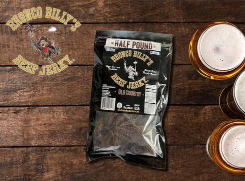 Country Bronco Billy's Beef Jerky Hickory Smoked Old Half Pound Resealable Bag