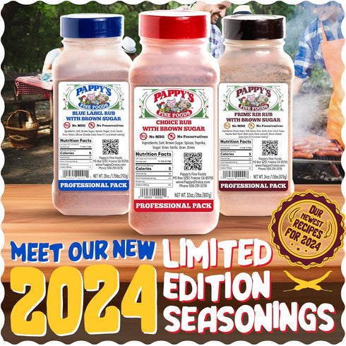 Pappy's Choice Seasonings - Less Salt. Perfect for bbq and smoked brisket, steak, beef, chicken, fajita, hogs, rib
