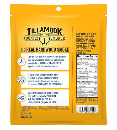 Tillamook Country Smoker Keto Friendly Zero Sugar Beef Jerky, Black Pepper, 2.2 Ounce (Pack of 4)