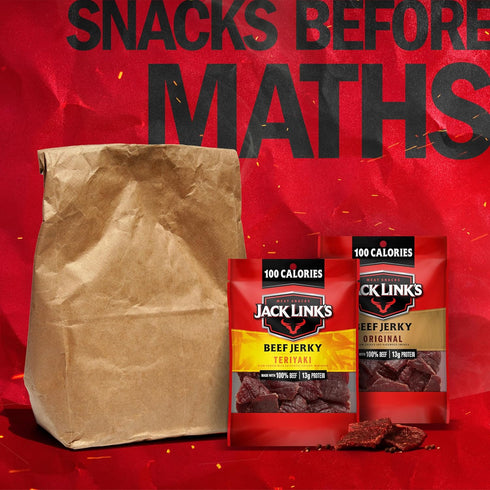 Pack (9 Pack) 1.25 oz 13g 100% Jack Link's Beef Jerky Variety - Original and Teriyaki - Bag - Ready to Eat Protein