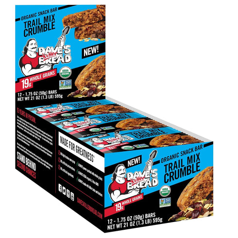 12 (Pack 1) Dave's Killer Bread Trail Mix Crumble Organic Snack Bars, Individually Wrapped Snack Bars