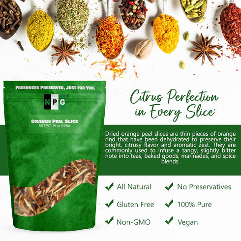 16 Oz, NPG Dried Orange Peel Chen Pi, Dry Matured Mandarin, Authentic Citrus Flavor, Dried Tangerine Peel for Culinary