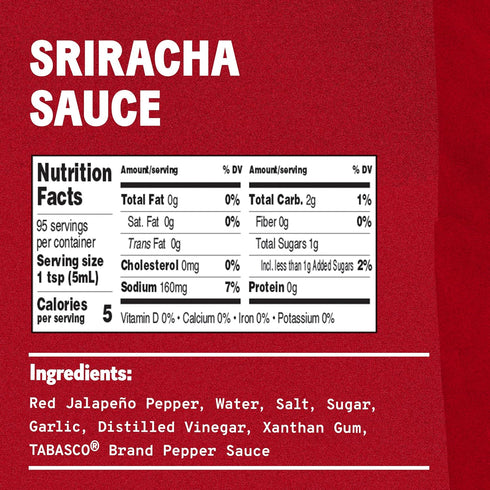 20 Oz (Pack 2) TABASCO Brand Sriracha Sauce, Medium Hot Sauce, Easy-to-Squeeze Bottle, Thai-Style with Louisiana Twist