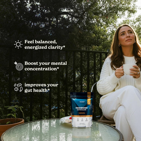 (30 Mushroom Coffee with Collagen - Caramel Blend Adaptogenic Instant Coffee for Energy, Focus, & Mental Clarity