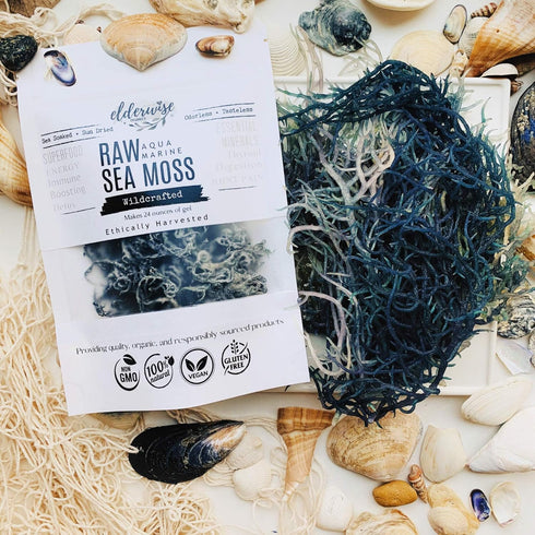 Sea Moss Aqua Marine Wildcrafted Raw Non-GMO Sundried Gel Makes 24oz (Green, Aqua Marine)