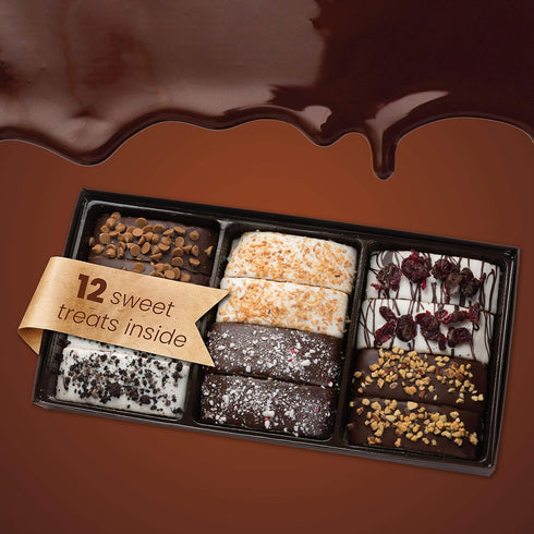 12 Barnetts Mothers Day Chocolate Biscotti Gift Box, Gourmet Cookie Gifts Basket for Him and Her, Food Delivery, Fancy