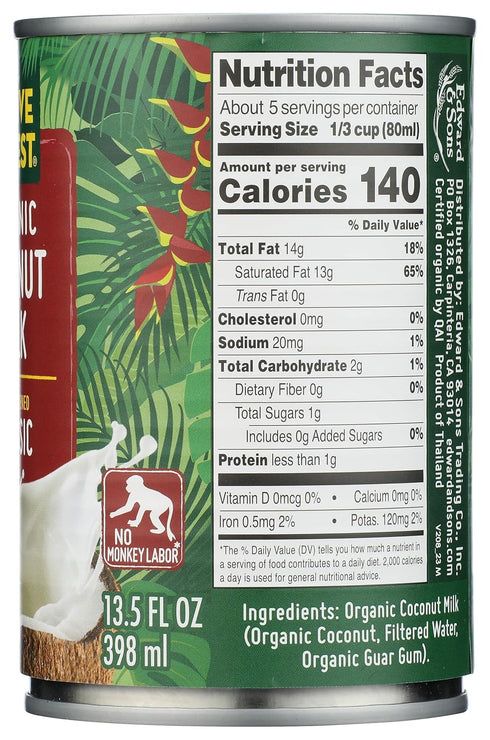 13.5 Oz Native Forest Unsweetened Classic Coconut Milk, Organic, Fl