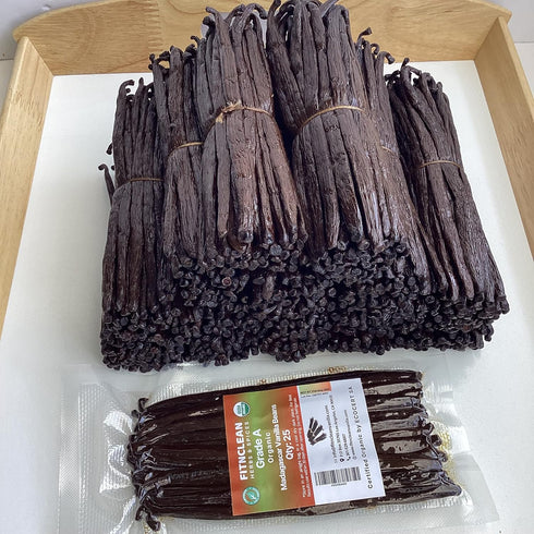25 Organic Madagascar Vanilla Beans Grade A for Extract, Cooking and Baking by FITNCLEAN VANILLA| Certified USDA