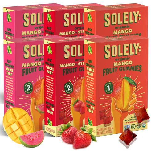 SOLELY - Organic Mango Whole Fruit Gummies Variety Pack (6 Boxes, 3