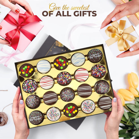 Empire Delights 20 Count Chocolate Cookies Birthday Gift Basket for Men and Women - Gourmet Chocolate Happy Birthday