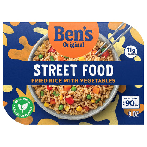 BEN'S ORIGINAL Street Food Fried Rice with Vegetables, Prepared Entre, Microwave in