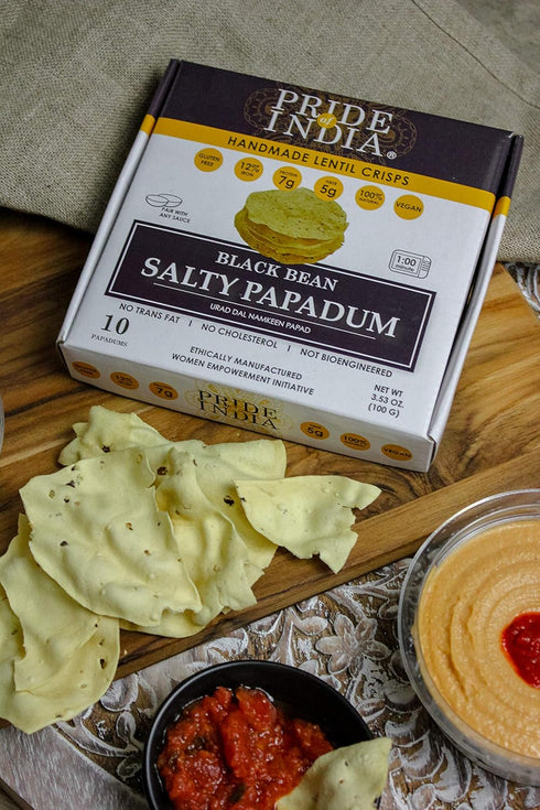 Pride Of India - Salty Black Bean Namkeen Papadum Lentil Crisp - 10 count (3.53oz)
