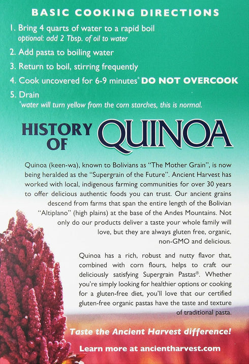 QUINOA (3x8 oz.) Ancient Harvest Wheat Free Shells