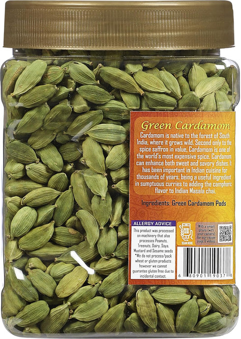 14oz (400g) Rani Green Cardamom Pods Spice (Hari Elachi) PET Jar ~ All Natural | Vegan | Gluten Friendly | NON-GMO |
