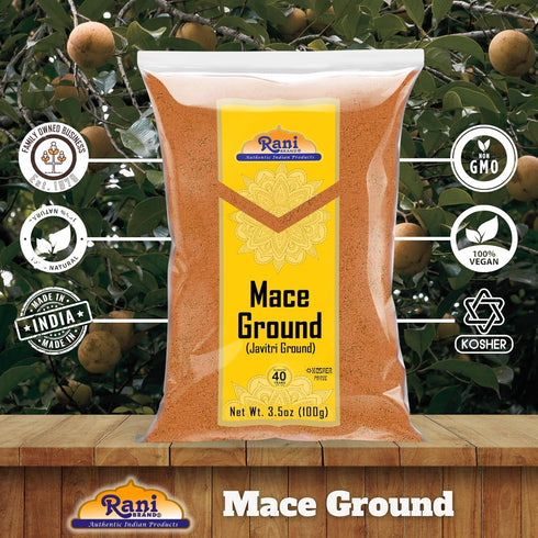 3.5oz (100g) Rani Mace Ground (Javathri) Powder, Spice ~ All Natural | Vegan | Gluten Friendly | NON-GMO | Kosher |