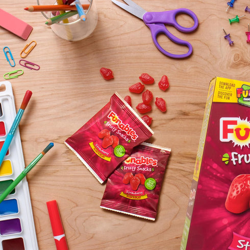 0.8 (22 Count) Funables Fruit Snacks, Strawberry Fruit Flavored Snacks, Ounce Pouches