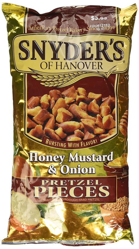 Snyder's of Hanover, Honey Mustard & Onion Pretzel Pieces, 12oz Bag (Pack