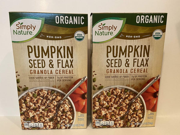 Simply Nature (2) 11.5 oz boxes Organic non-GMO Pumpkin Seed & Flax Granola Cereal
