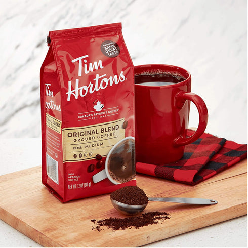 100% 12 (Pack 6) Tim Hortons Original Blend, Medium Roast Ground Coffee, Perfectly Balanced, Always Smooth, Made