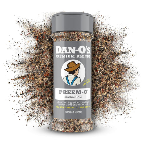Dan-O's Preem-O Seasoning, 2.5 oz Bottle, Meat Seasoning for Steak, Ribs, Chicken,