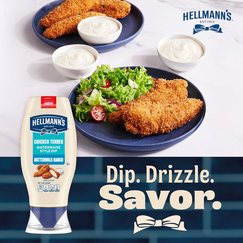 11.5 Oz Hellmann's Buttermilk Ranch Chicken Tender Mayonnaise Style Dip Buttermilk Ranch Delicious Flavor No Artificial
