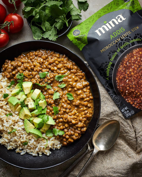 Packaged 10 oz (Pack 6) Mina Moroccan Lentils, Ready to Eat, Lentils High In Plant Based Protein, Vegan, Non-GMO