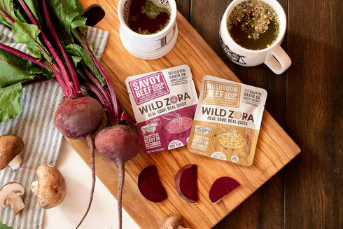Wild Zora Instant Keto-Friendly Soups 5-Pack Variety, Broth with Grass-Fed Beef, Free-Range Chicken, Gluten-Free