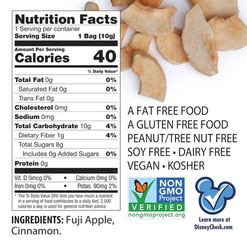 0.35 Oz (Pack 12), 100% Brothers All Natural Disney Freeze Dried Fruit Crisps, Fuji Apple & Cinnamon, of Made