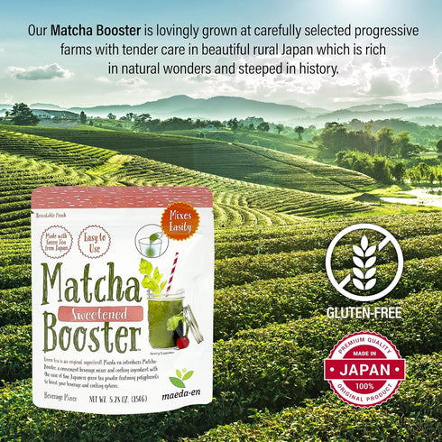 240g 3 Pack 27142 3pk MAEDA-EN Matcha Booster Sweetened Green Tea Powder Japanese Origin Resealable Pouch for Latte