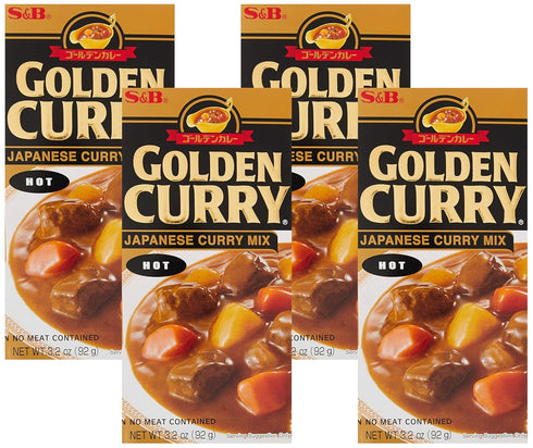 S&B , Golden Curry Sauce Mix, Hot, 3.2 oz (Pack of 4)