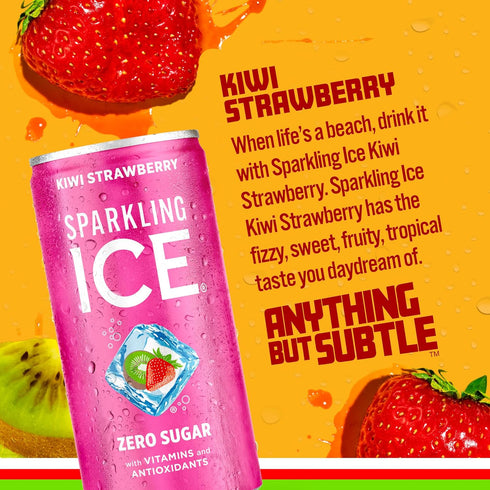 7.5 oz (3/10 Pack) Sparkling Ice Kiwi Strawberry Sparkling Water, with Antioxidants and Vitamins, Zero Sugar, fl Cans