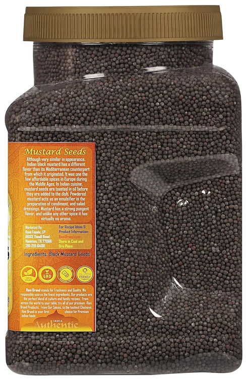 42oz (2.7lbs) 1.22kg Rani Black Mustard Seeds Whole Spice (Kali Rai) Bulk PET Jar ~ All Natural | Gluten Friendly |