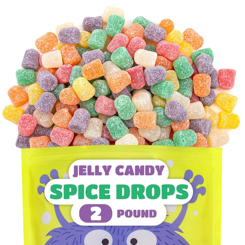 2 Pack Spice Drops Candy - Pound Bulk - Jelly Drops - Gum Drops Candy for Buffets & Holidays - Chewy Spiced Treat