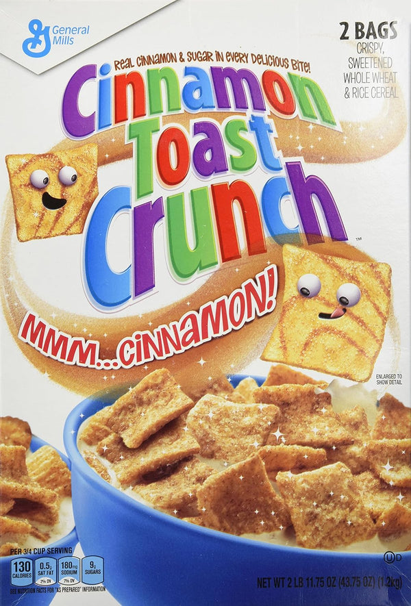 General Mills Cinnamon Toast Crunch Cereal 2 Bags, 43.75oz box by