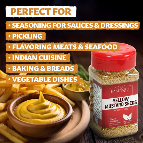 8.11oz, Eastanbul Mustard Seed, Yellow Mustard Seeds, Semilla de Mostaza, Ideal for Cooking, Premium, Whole, Natural
