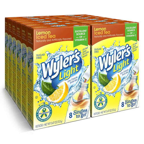 Wyler's Light Singles To Go Powder Packets, Water Drink Mix, Lemon Iced