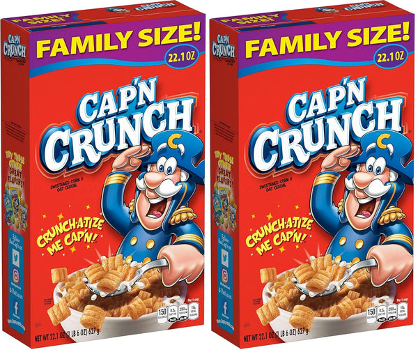 Cap'n Crunch Cereal, Original, 22.1oz Box (Pack of 2)