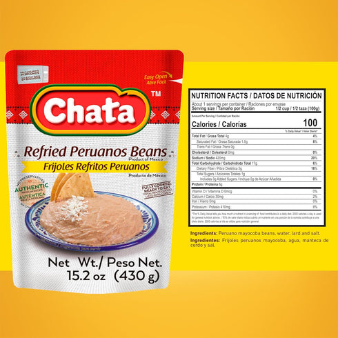 15.2 oz (Pack 3) Chata Mexican Refried Mayocoba Beans