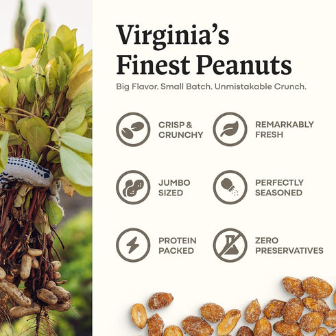 25 oz (1 Pack) 8 6g Belmont Peanuts Gourmet Honey Roasted Virginia Peanuts, Only Simple Ingredients, No Preservatives