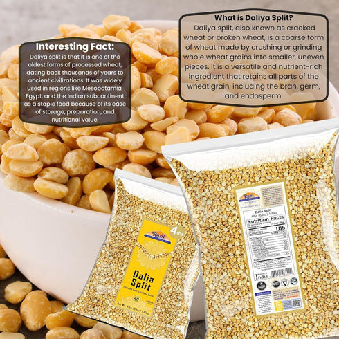 4lbs (64oz) Rani Daliya Split (Roasted Split Chickpeas Dalia) ~ All Natural | Vegan | Indian Origin
