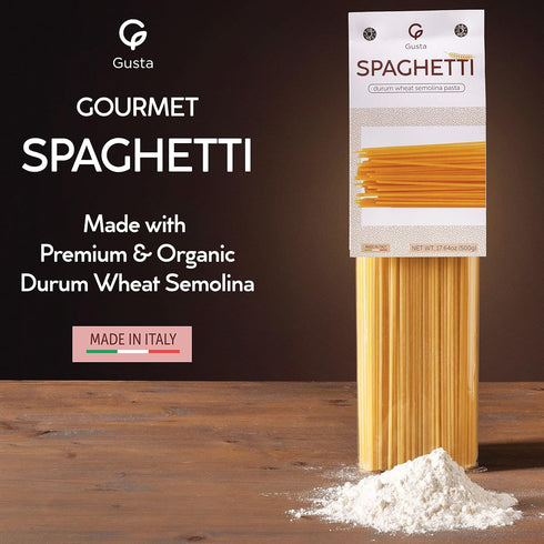 17.64oz 500g (2 Pack) Gusta Spaghetti Noodles Pasta - Premium Italian Pasta from Italy - Durum Wheat Semolina Organic