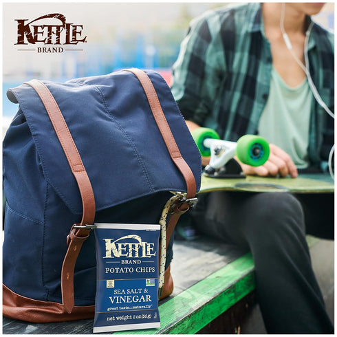 2 Oz (Pack 6) Kettle Brand Potato Chips, Salt & Vinegar Kettle Chips, Snack Bag