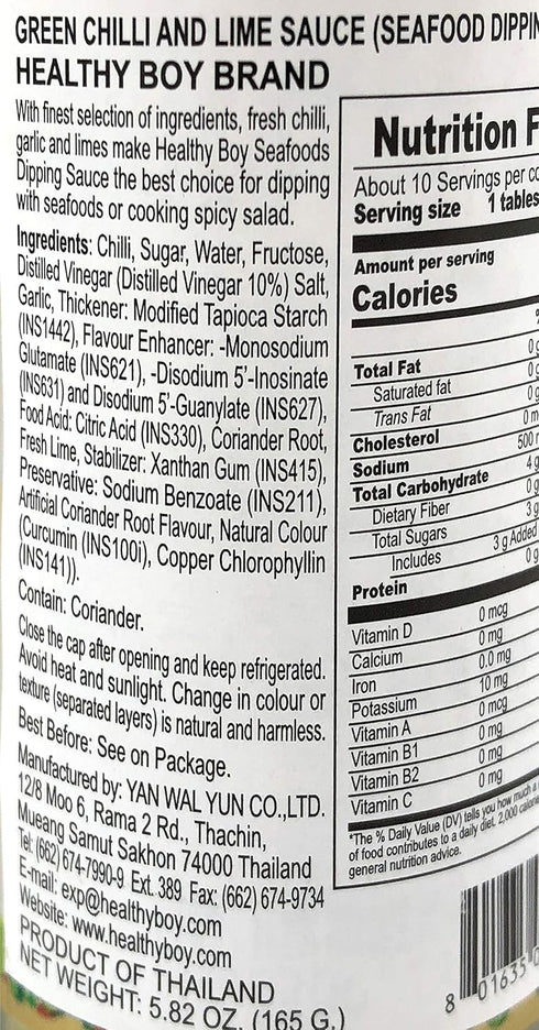 Generic 6 (Pack 1) Healthy Boy Seafood Dipping Sauce (Green Chili & Lime) Ounces, Product of Thailand