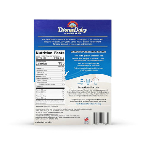 DromeDairy Naturals 400g (1) Box and Pouch Original Camel Milk Powder