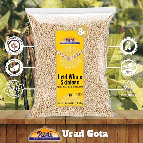 128oz (8lbs) 3.63kg Rani Urid/Urad Gota White (Matpe Beans Skinless) Indian Lentils Bulk ~ All Natural | Gluten
