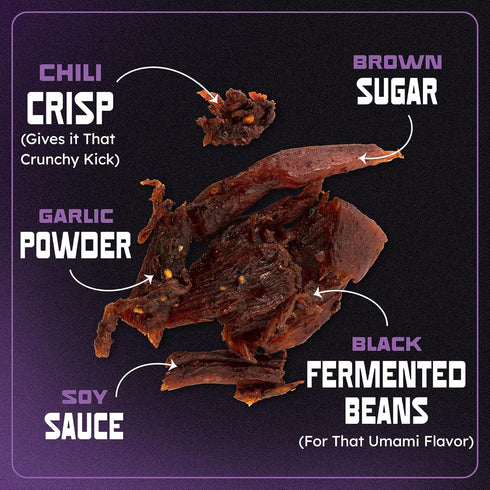 27.5 2.5 OZ (4 Pack) MaxJerky Sichuan Chili Crisp Chicken Jerky, Grams of Protein