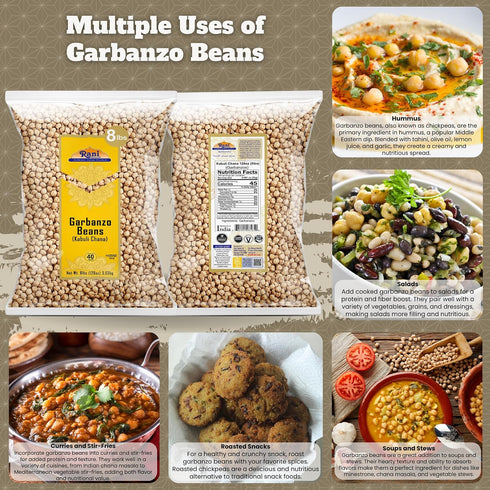 128oz (8lbs) 3.63kg Rani Garbanzo Beans (Kabuli Chana) Bulk ~ All Natural | Vegan | Gluten Friendly | NON-GMO | Kosher