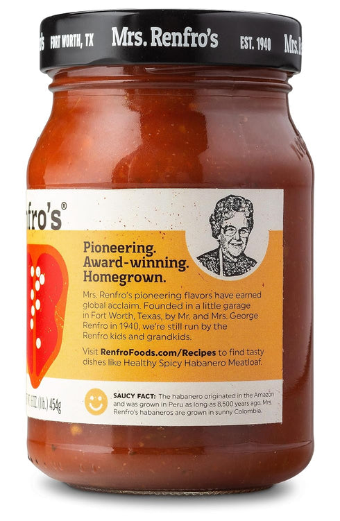 16-oz (Pack 4) Mrs. Renfro's Habanero Salsa | Gluten Free, No Added Sugar, No HFCS, Jar