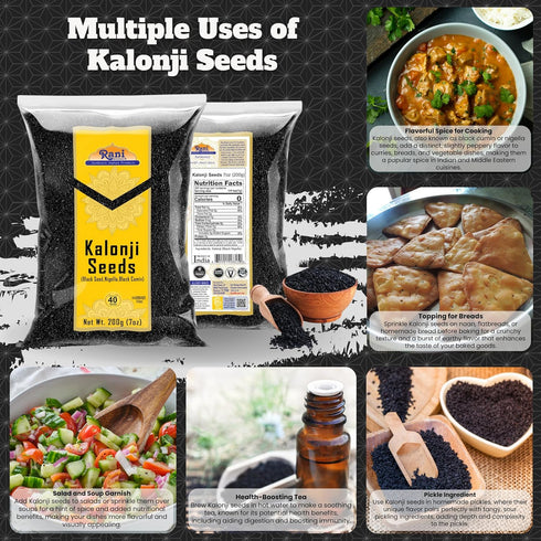 Rani Kalonji (Black Seed, Nigella Sativa, Black Cumin) Seeds 7oz (200g) ~ All Natural | Gluten Friendly | Non-GMO |